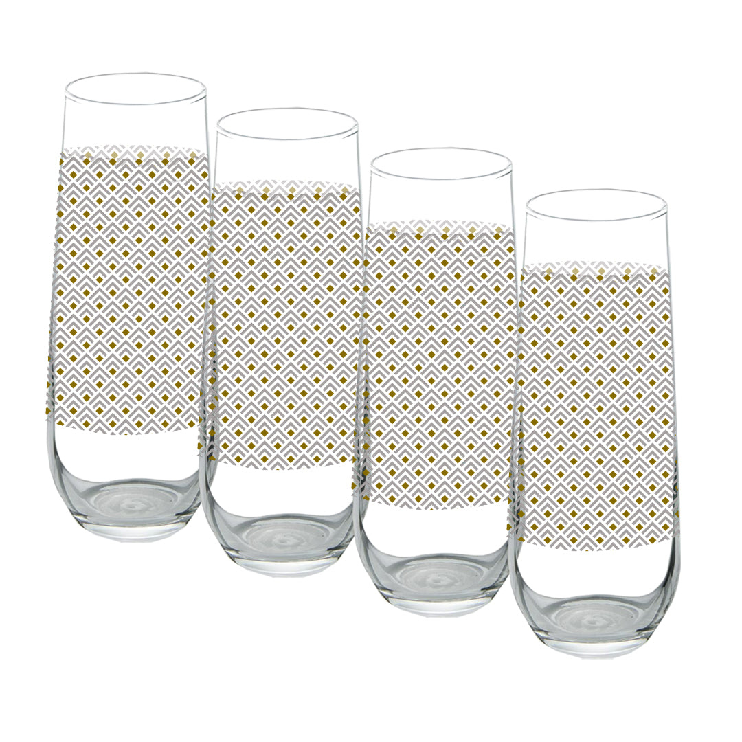 Deco Gold 8.5 oz Stemless Champagne Glass