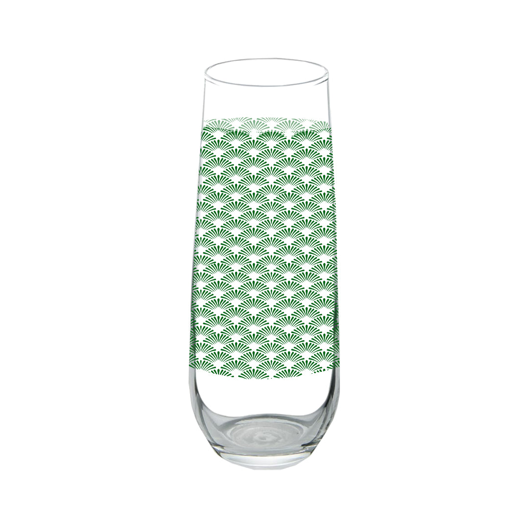 Green Deco 8.5 oz Stemless Champagne Glass