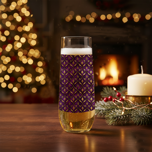 Aged Motif Stemless Flute | Elegant Plum Patina