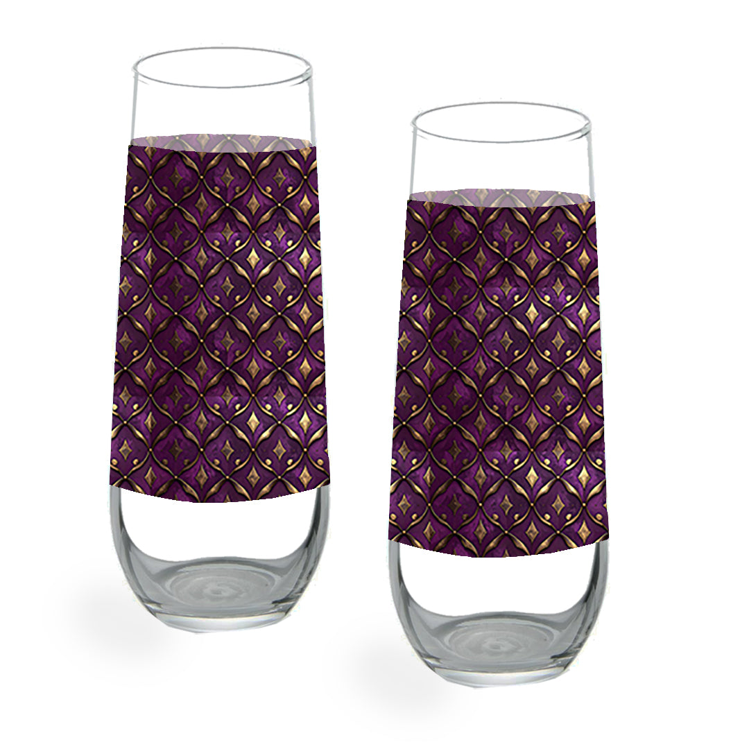 Aged Motif Stemless Flute | Elegant Plum Patina