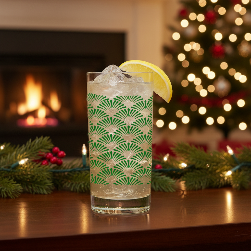 Green Deco 10.2 oz Highball Cocktail Glass