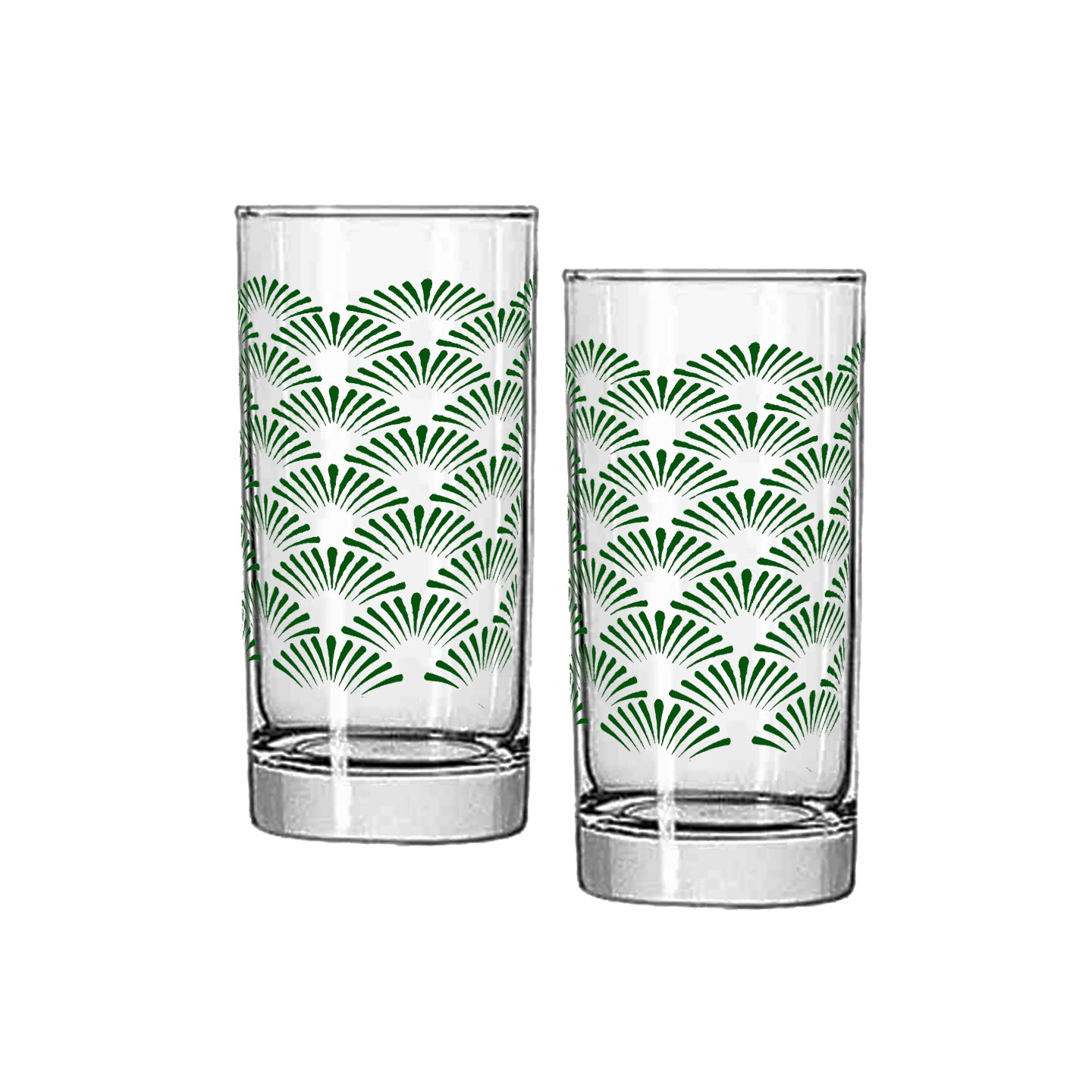 Green Deco 10.2 oz Highball Cocktail Glass
