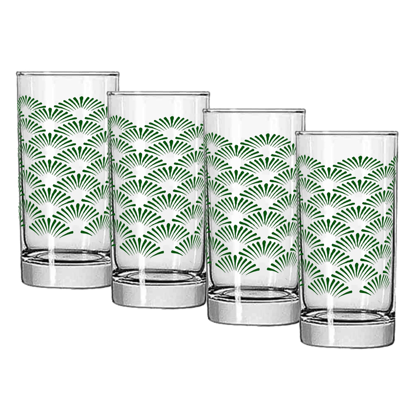 Green Deco 10.2 oz Highball Cocktail Glass