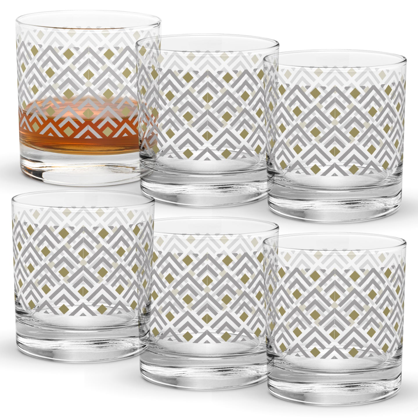 Deco Gold 11 oz Rocks Glass