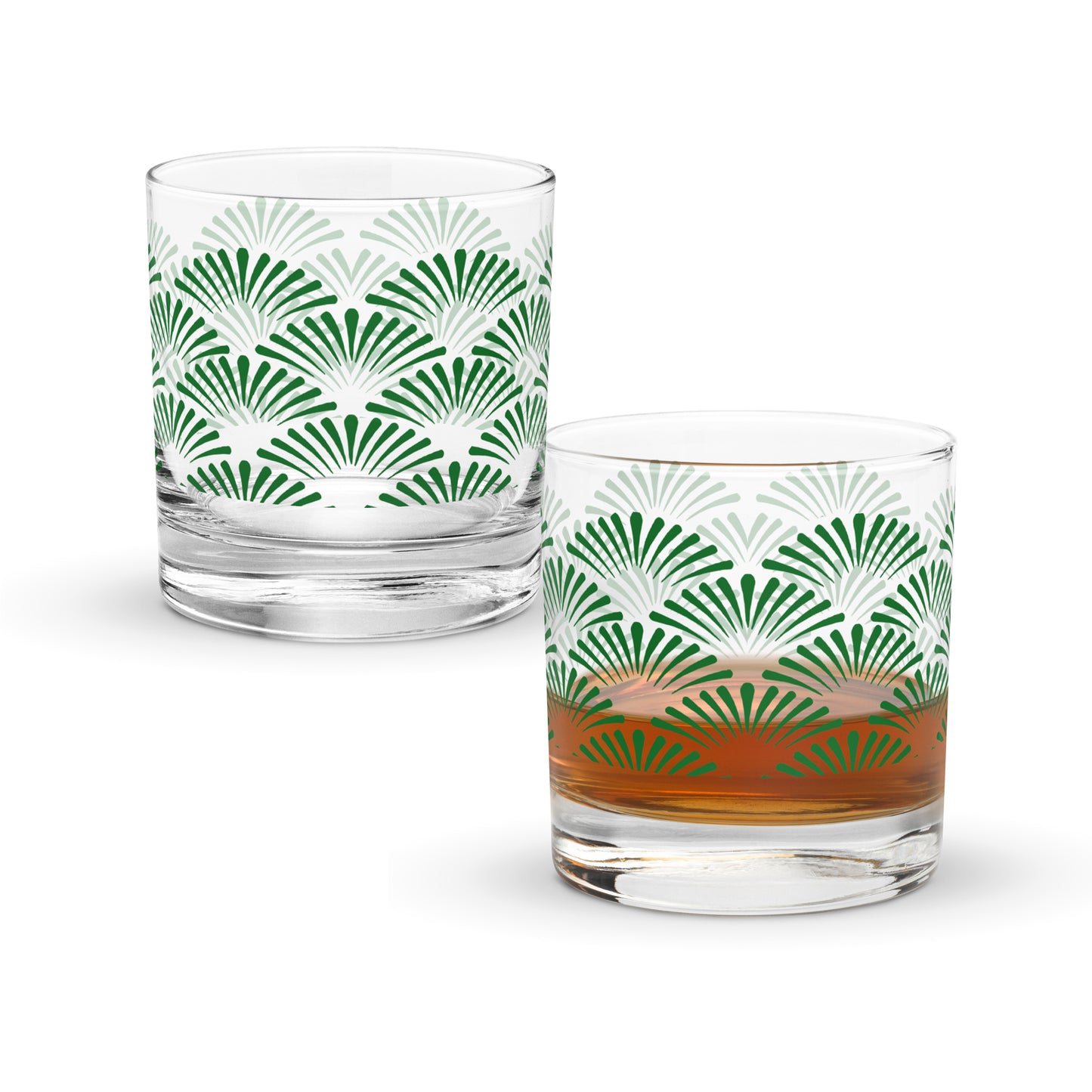 Green Deco 11 oz Rocks Glass