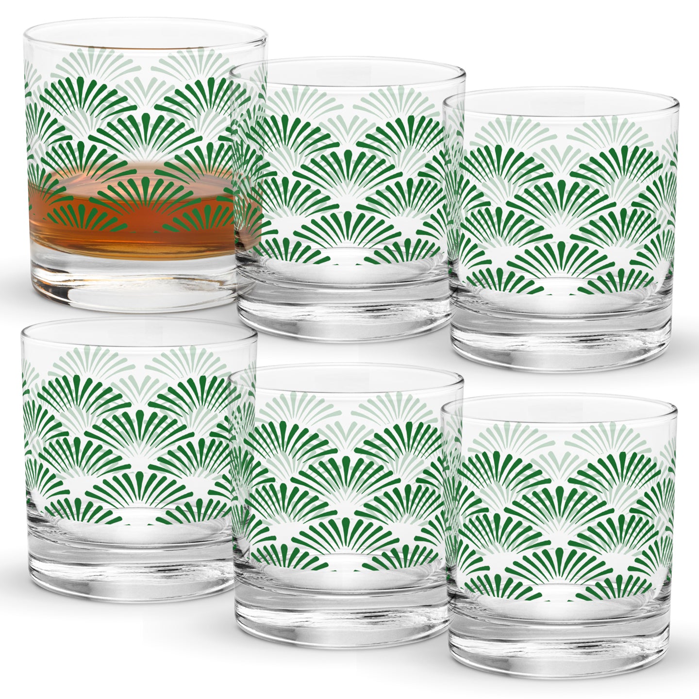 Green Deco 11 oz Rocks Glass