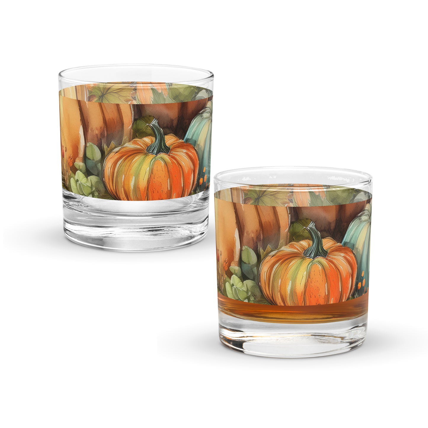 Pumpkin Harvest 11 oz Rocks Glass, Set of 2, 4 or 6