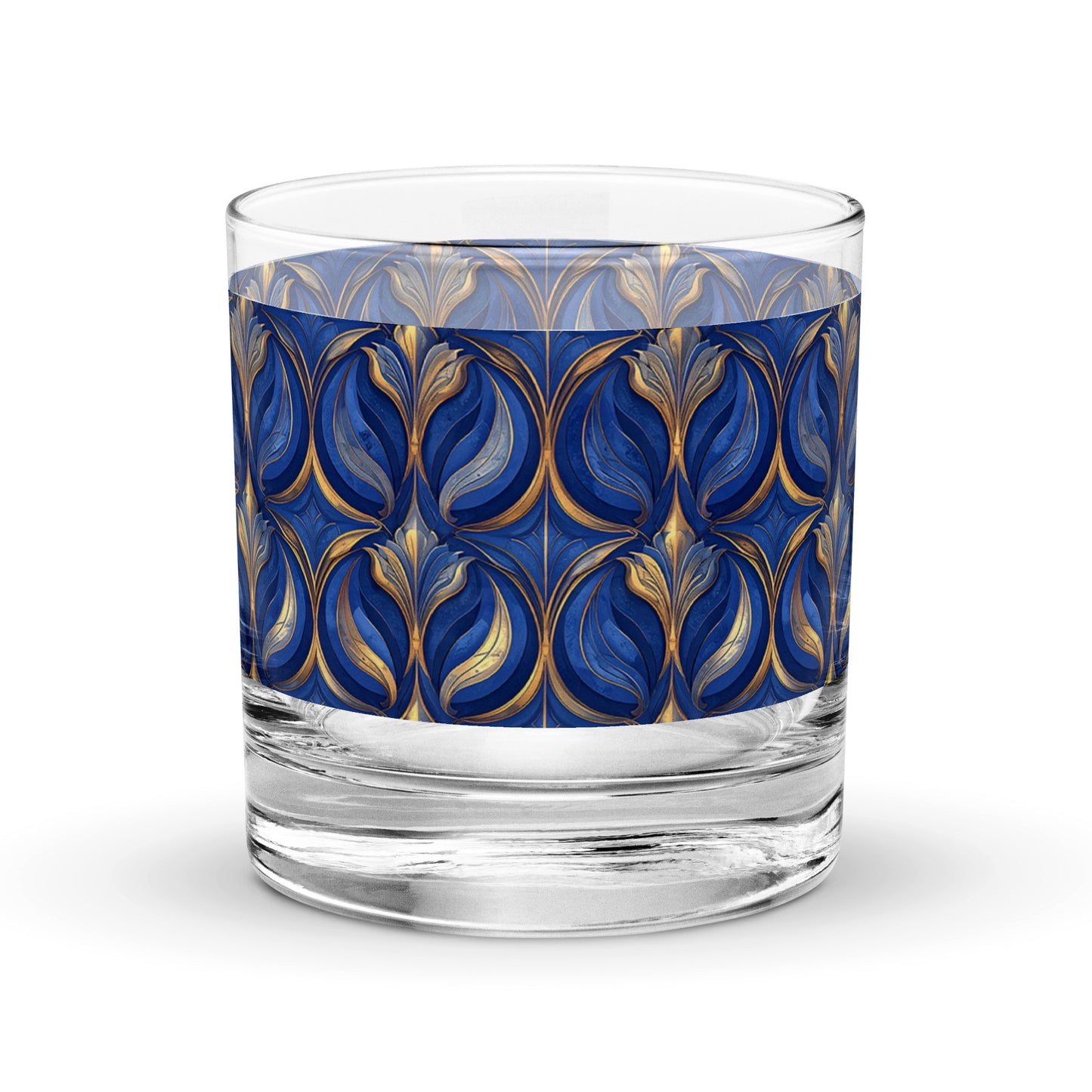 Sapphire Oracle Rocks Glass | Exclusive Gilded Motif