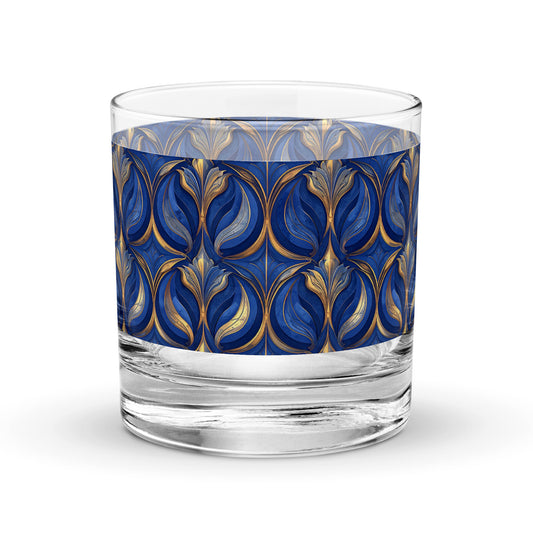 Sapphire Oracle Rocks Glass | Exclusive Gilded Motif