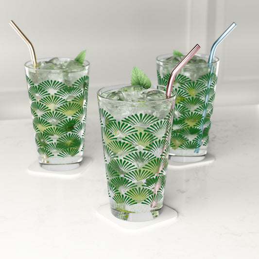 Green Deco 16 oz Pint Beer Glass