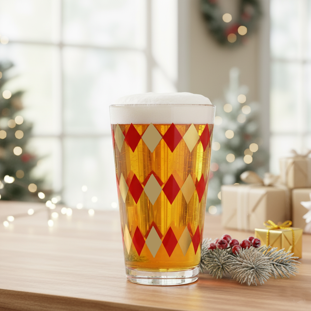 Holiday Diamonds 16 oz Pint Beer Glass