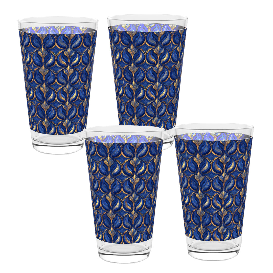Luxe Gilded Motif | Sapphire Oracle Pint Beer Glass