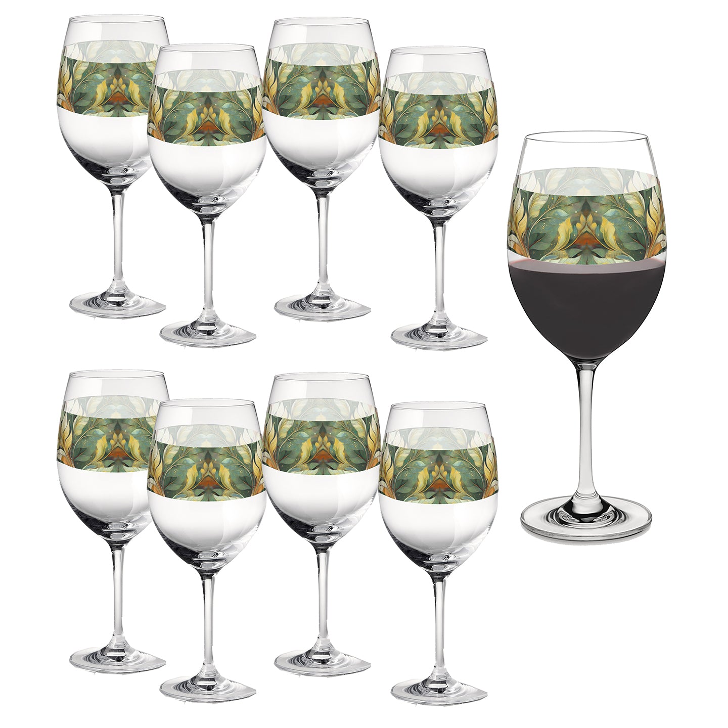 Sage n Gold 16oz Tall Wine Glass