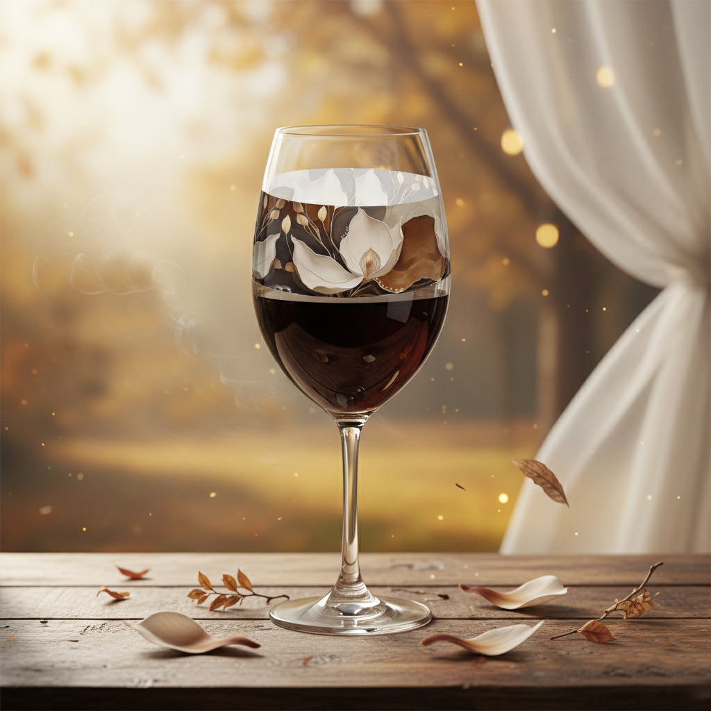 Windswept Magnolias 16oz Tall Wine Glass