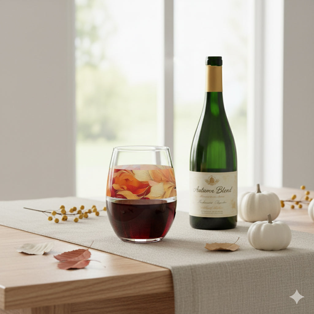 Autumn Blend 15 oz. Stemless Wine Glass