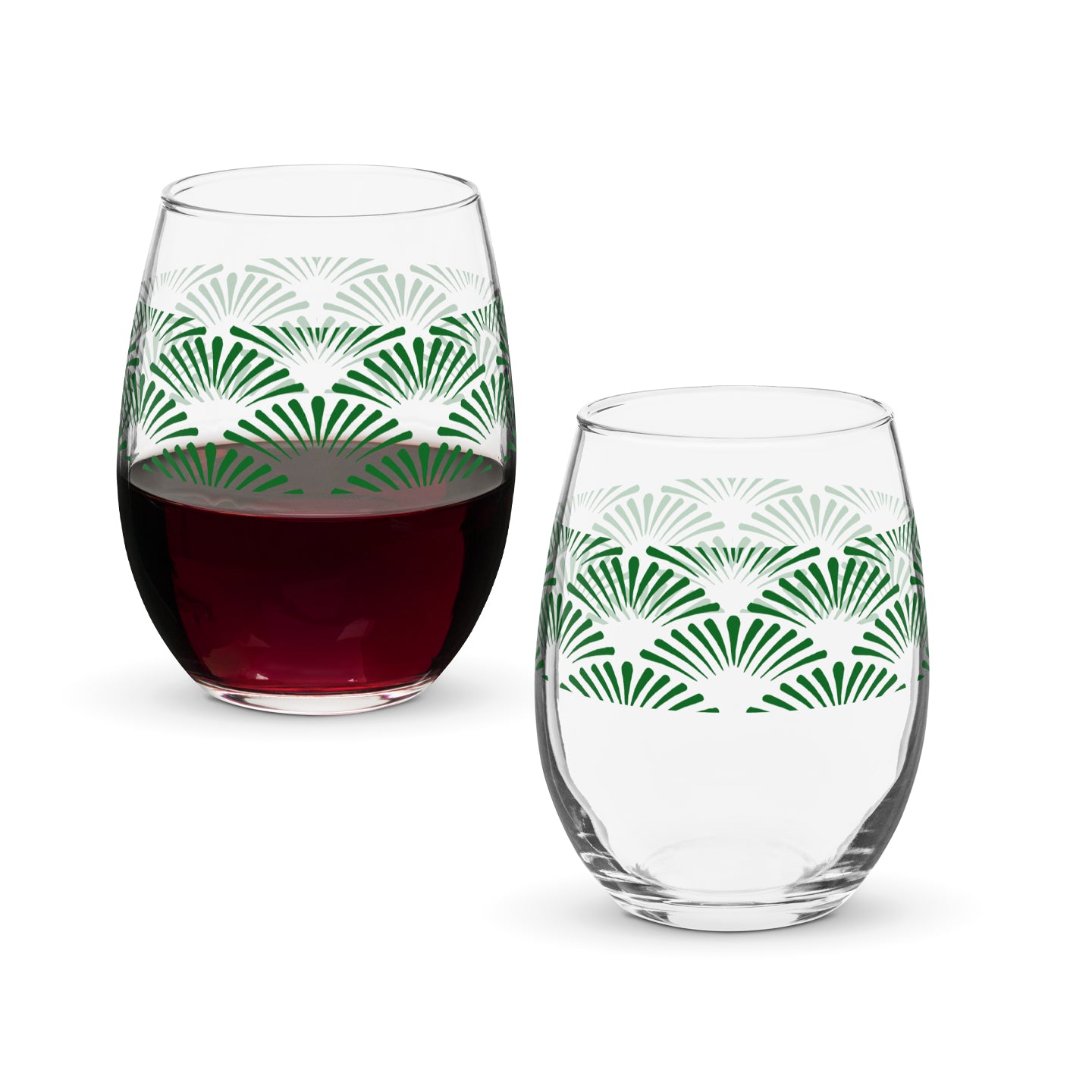 Green Deco 15 oz. Stemless Wine Glass