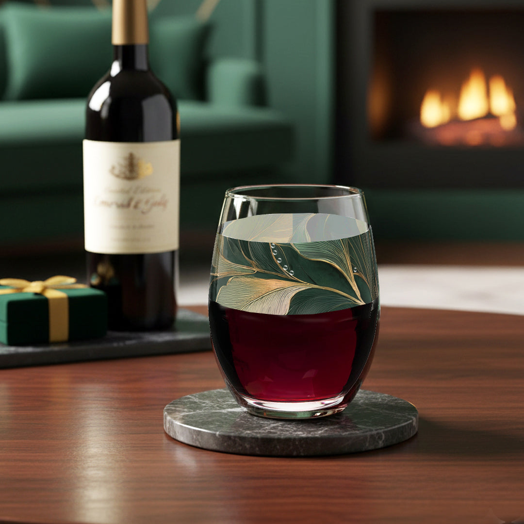 Green n Gold 15 oz. Stemless Wine Glass