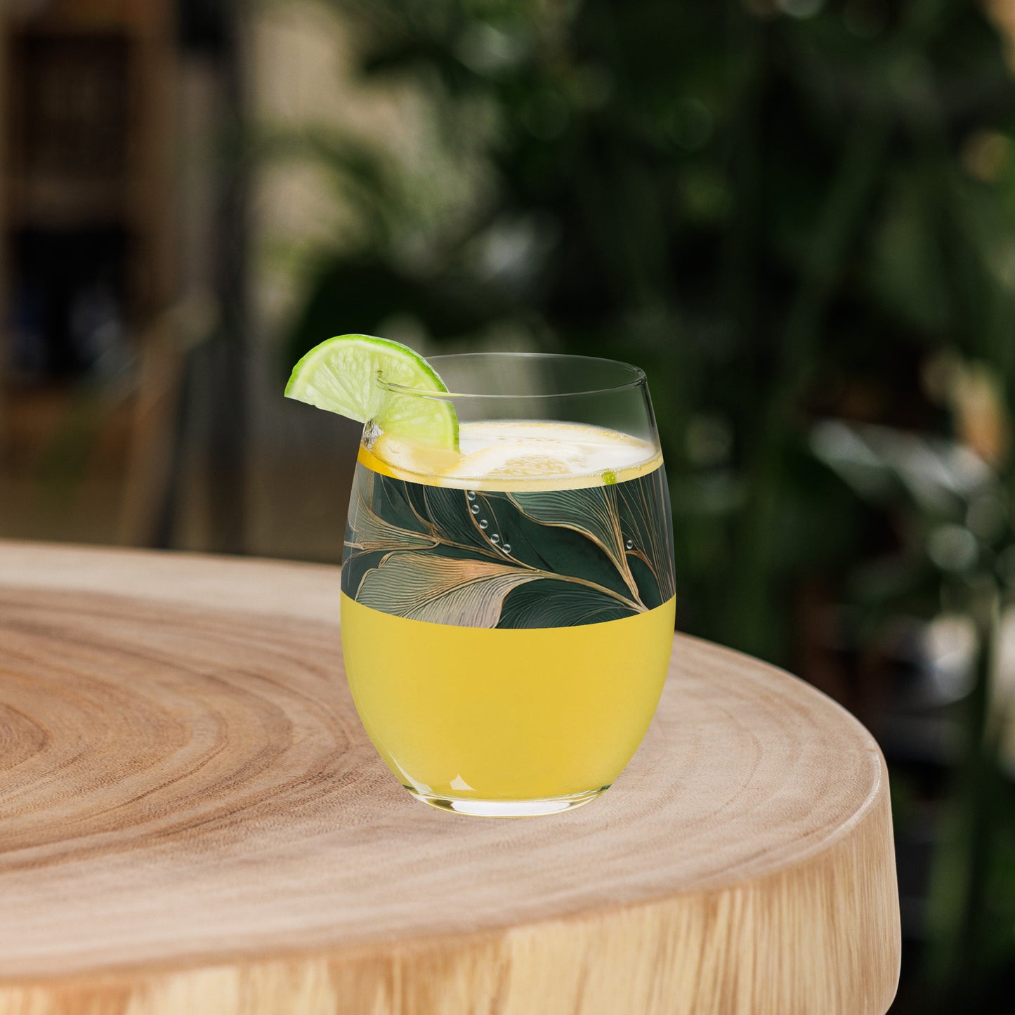 Green n Gold 15 oz. Stemless Wine Glass