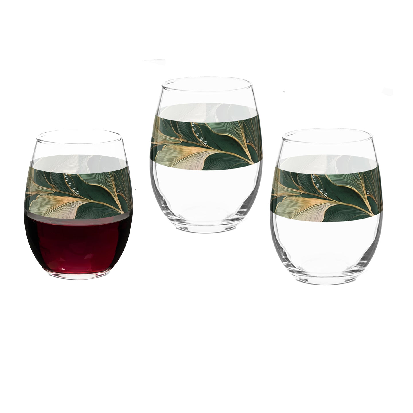 Green n Gold 15 oz. Stemless Wine Glass