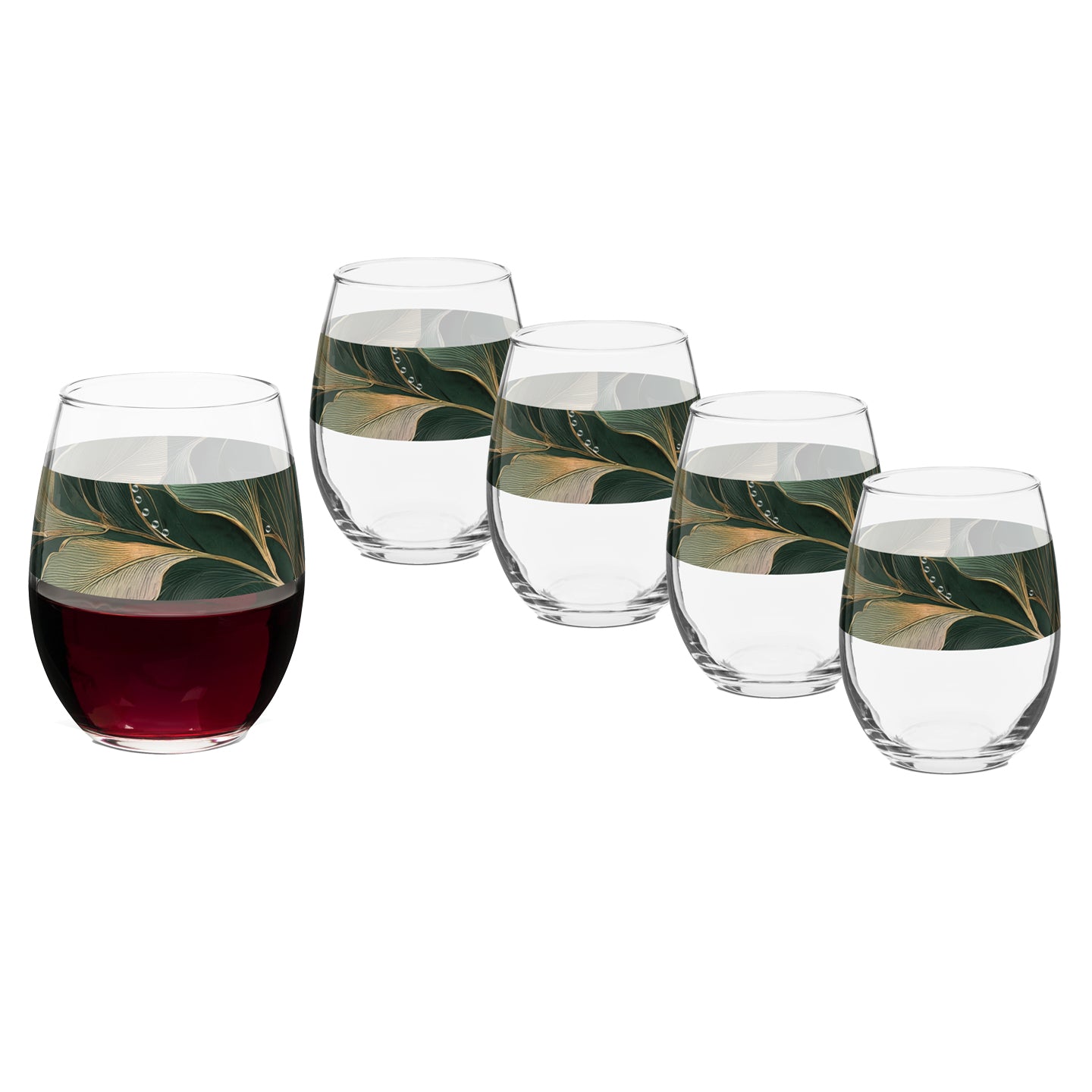 Green n Gold 15 oz. Stemless Wine Glass
