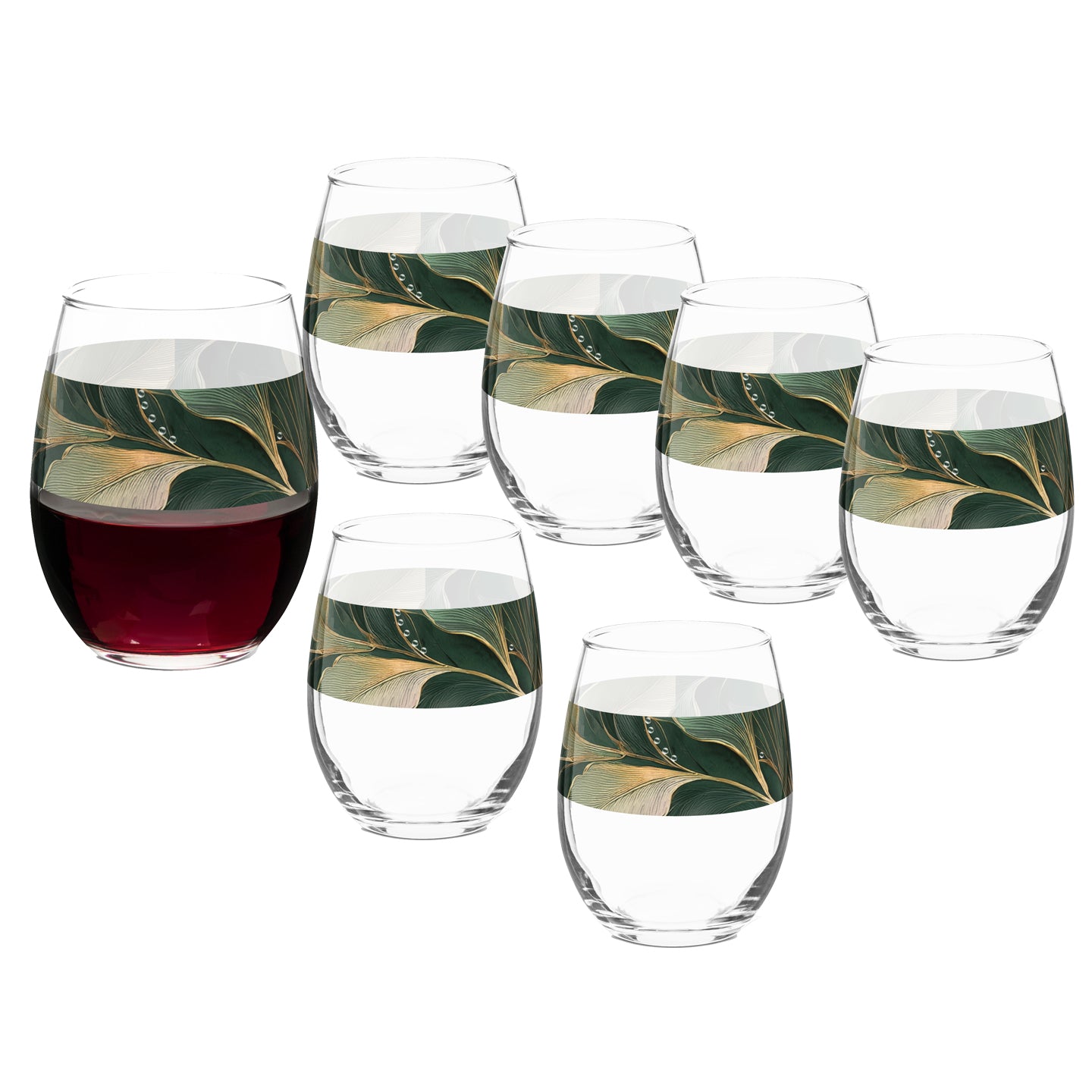 Green n Gold 15 oz. Stemless Wine Glass