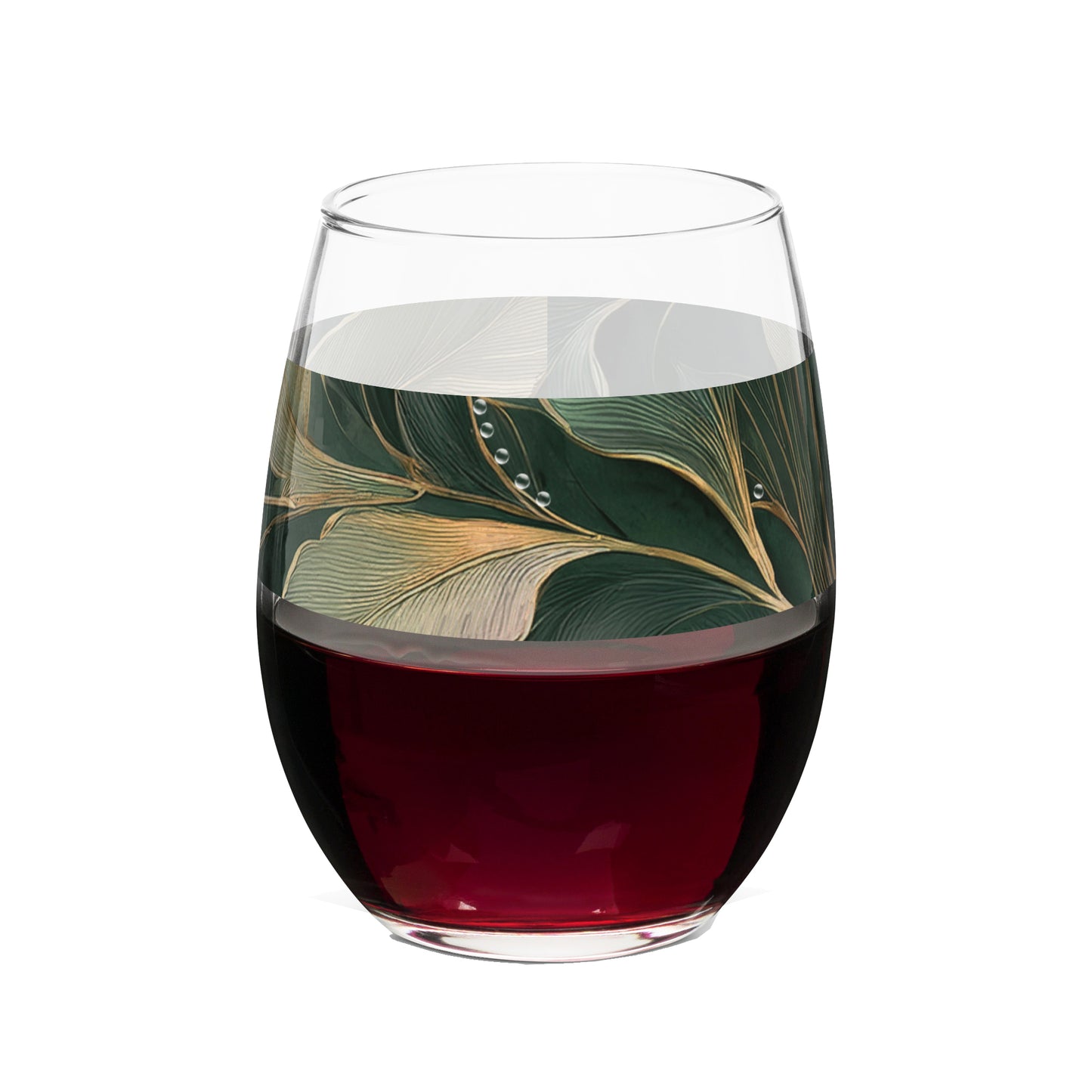 Green n Gold 15 oz. Stemless Wine Glass