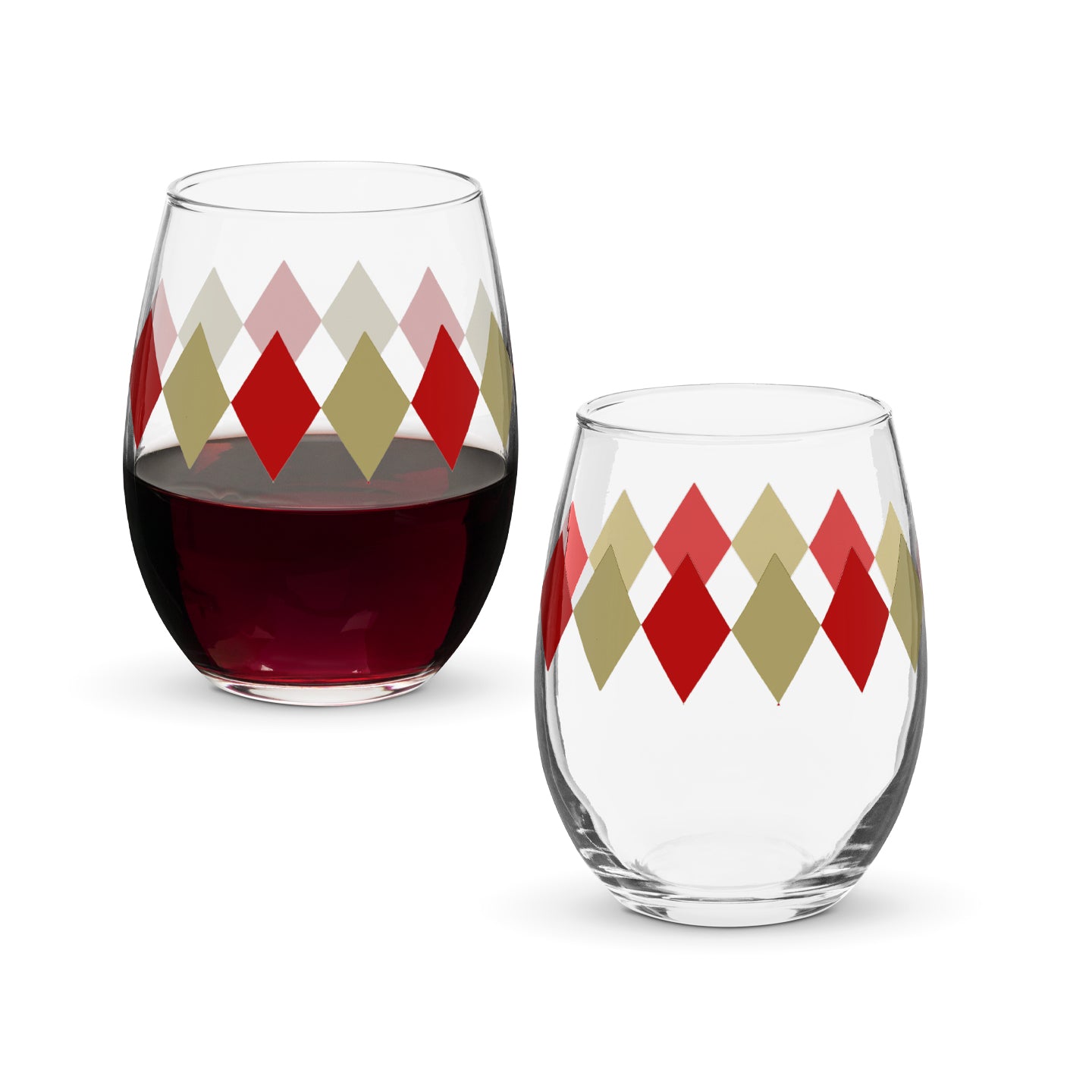 Holiday Diamonds 15 oz. Stemless Wine Glass