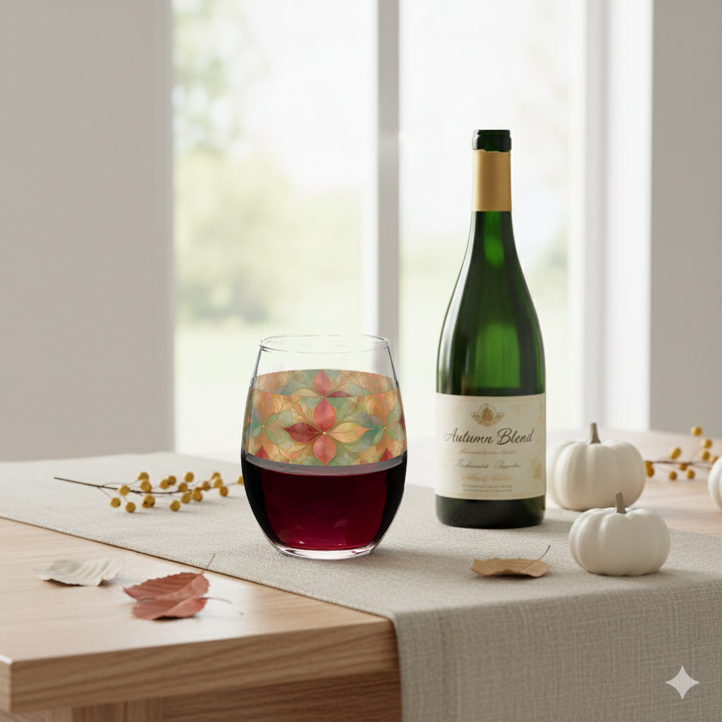 Pieces of Autumn 15 oz. Stemless Wine Glass