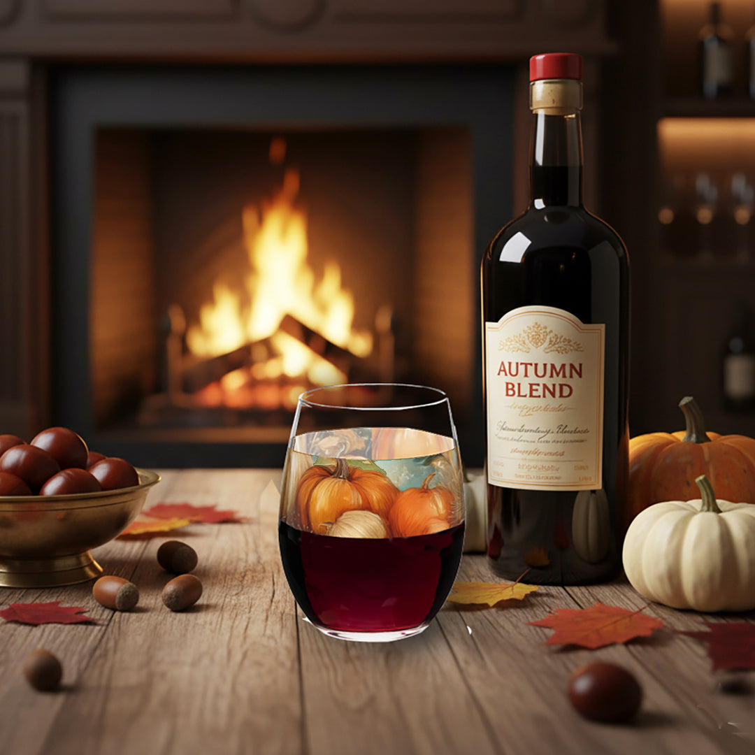Pumpkin Harvest 15 oz. Stemless Wine Glass