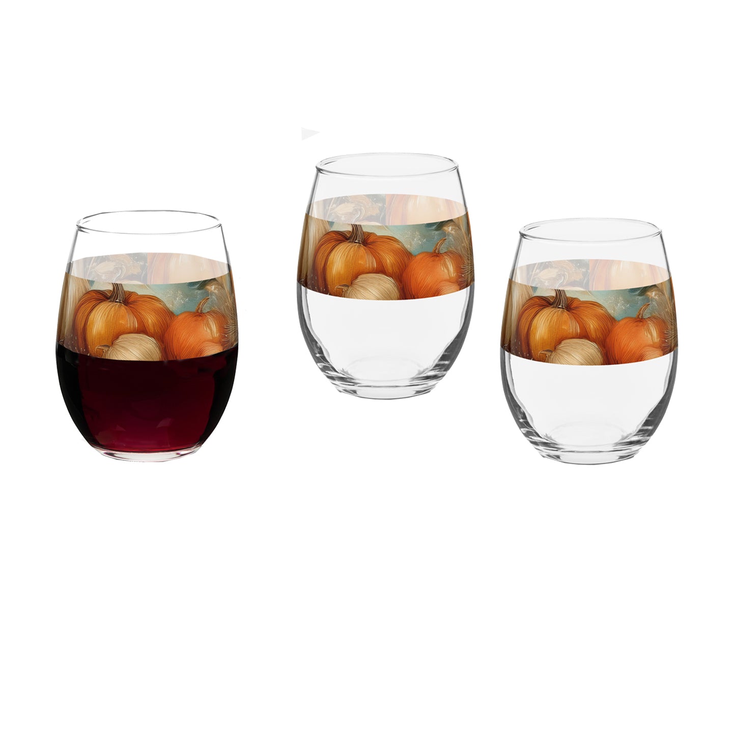 Pumpkin Harvest 15 oz. Stemless Wine Glass
