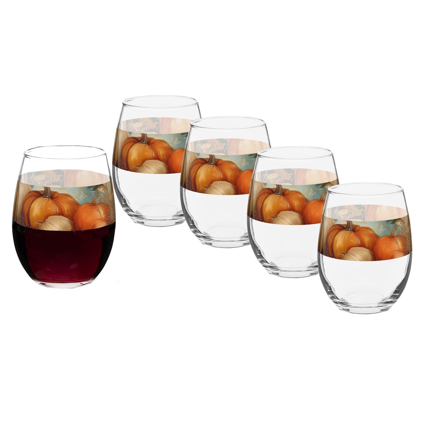 Pumpkin Harvest 15 oz. Stemless Wine Glass
