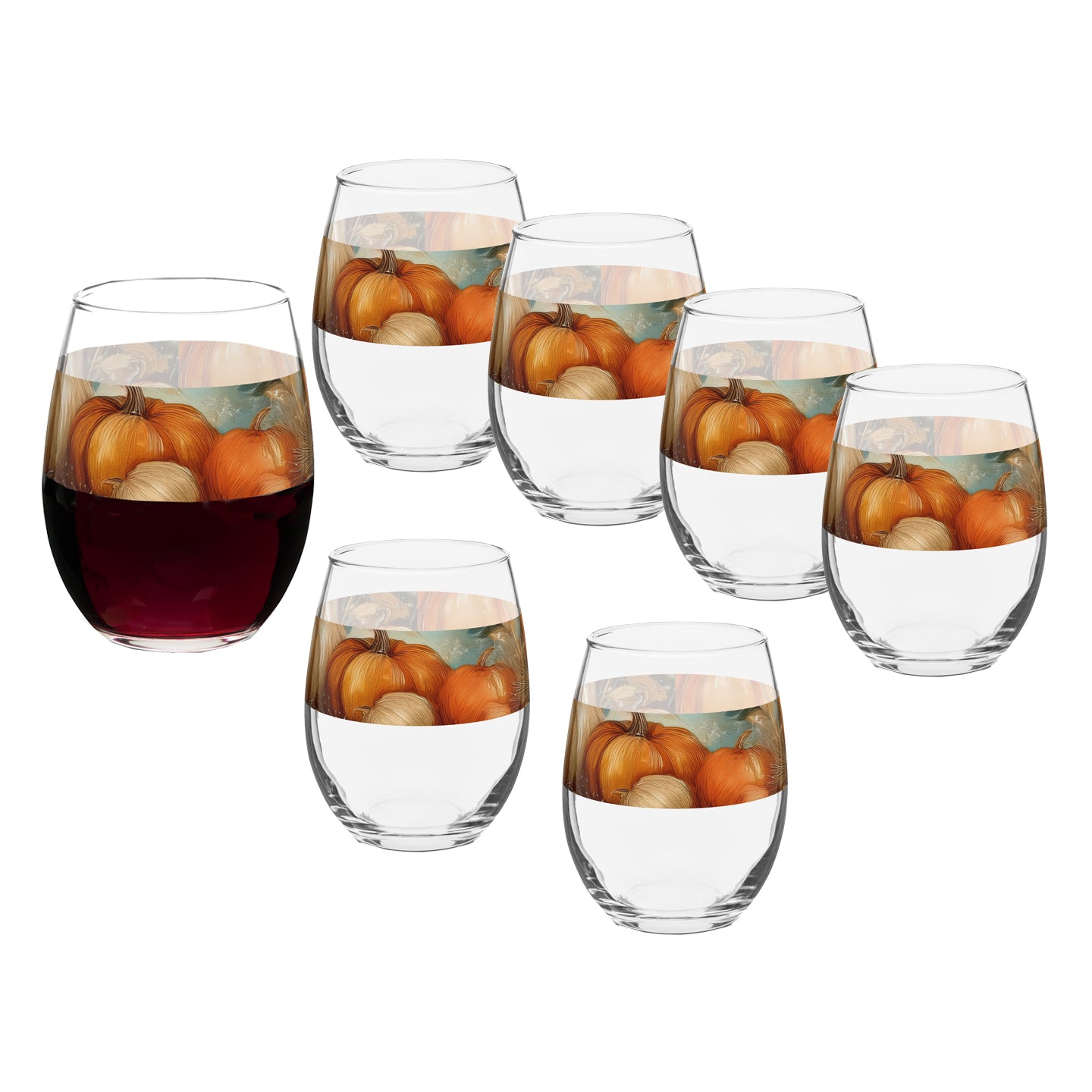 Pumpkin Harvest 15 oz. Stemless Wine Glass