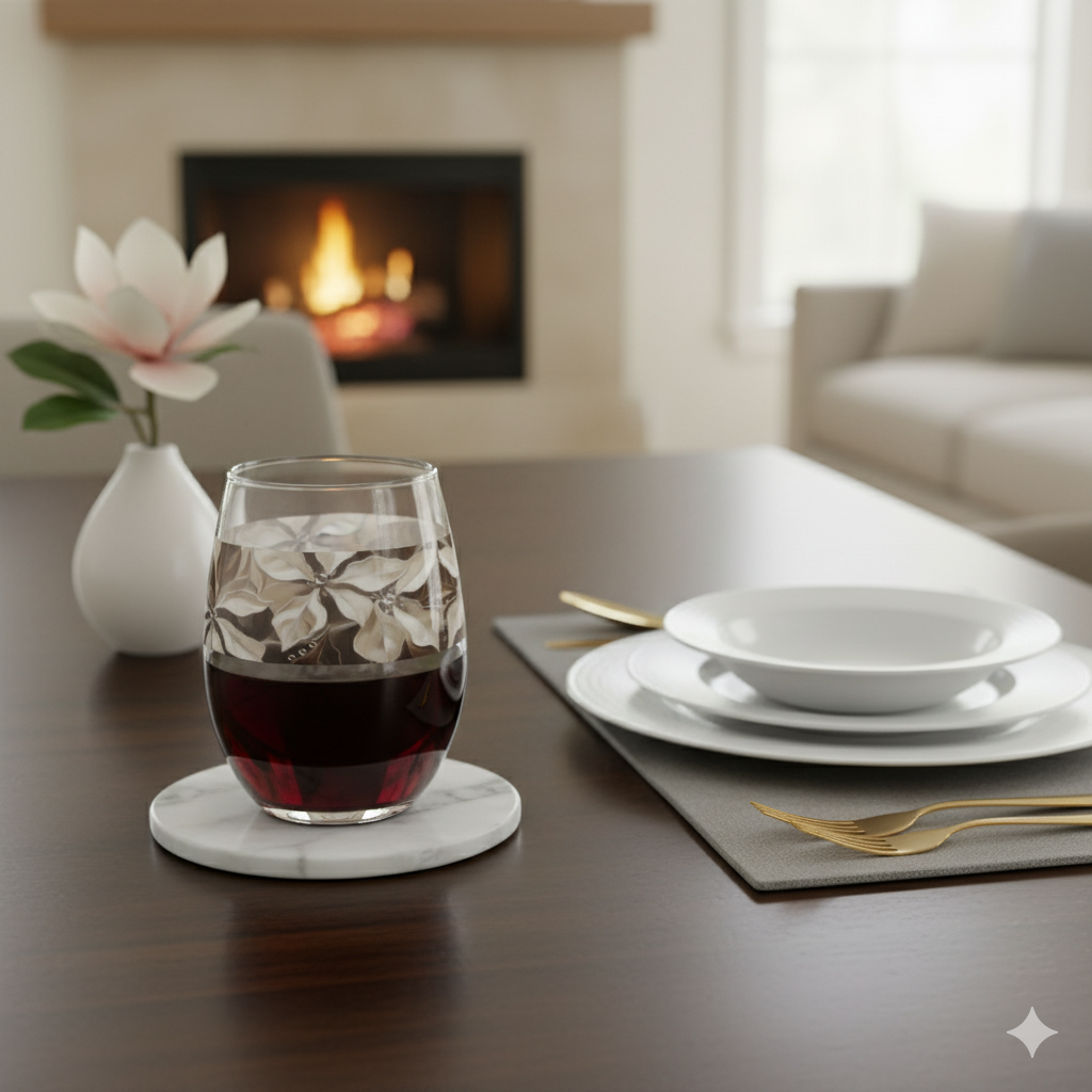 Petals in the Woods 15 oz. Stemless Wine Glass