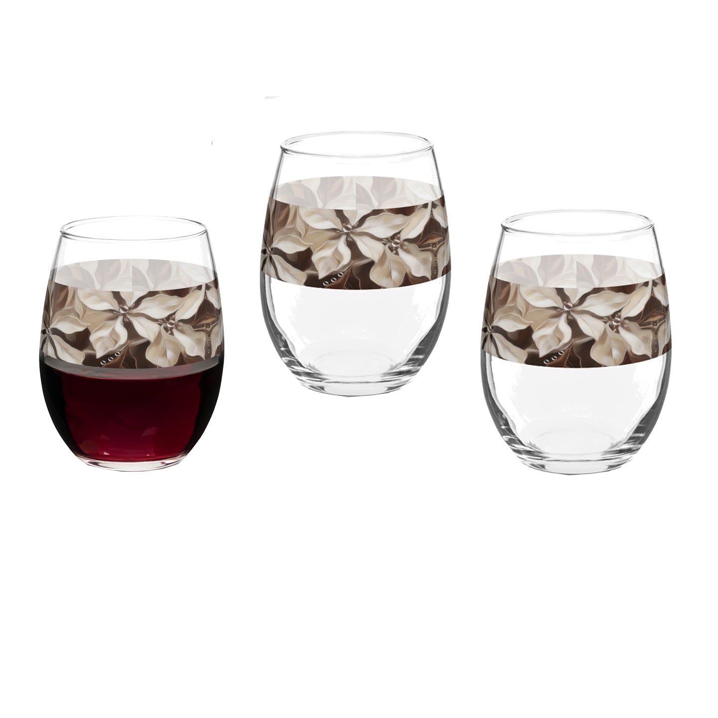 Petals in the Woods 15 oz. Stemless Wine Glass
