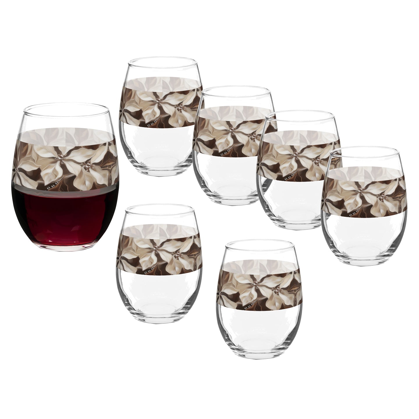 Petals in the Woods 15 oz. Stemless Wine Glass