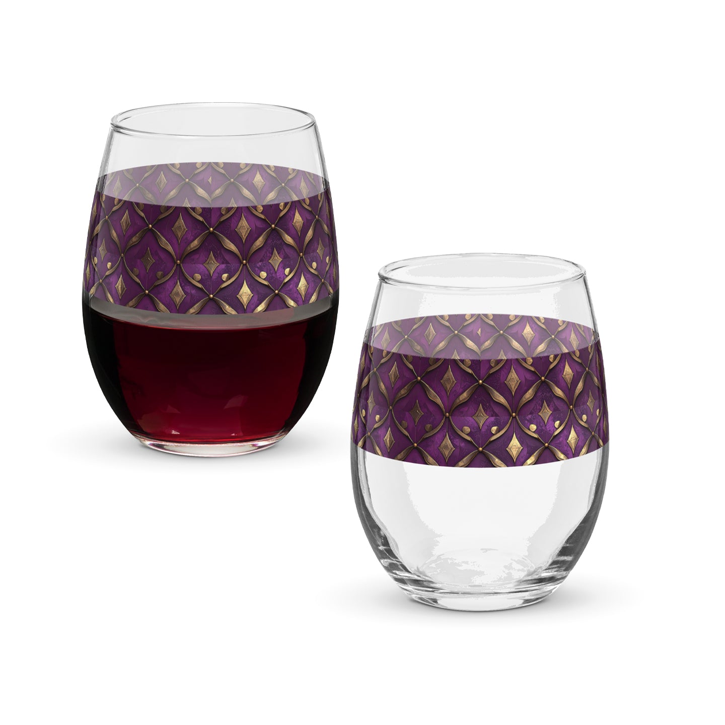 Royal Opulence Stemless Wine Glass | Luxe Brushed Gold
