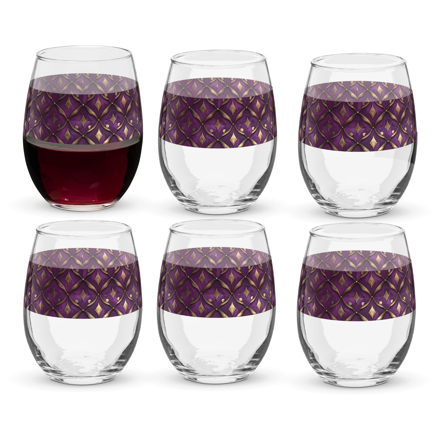 Royal Opulence Stemless Wine Glass | Luxe Brushed Gold