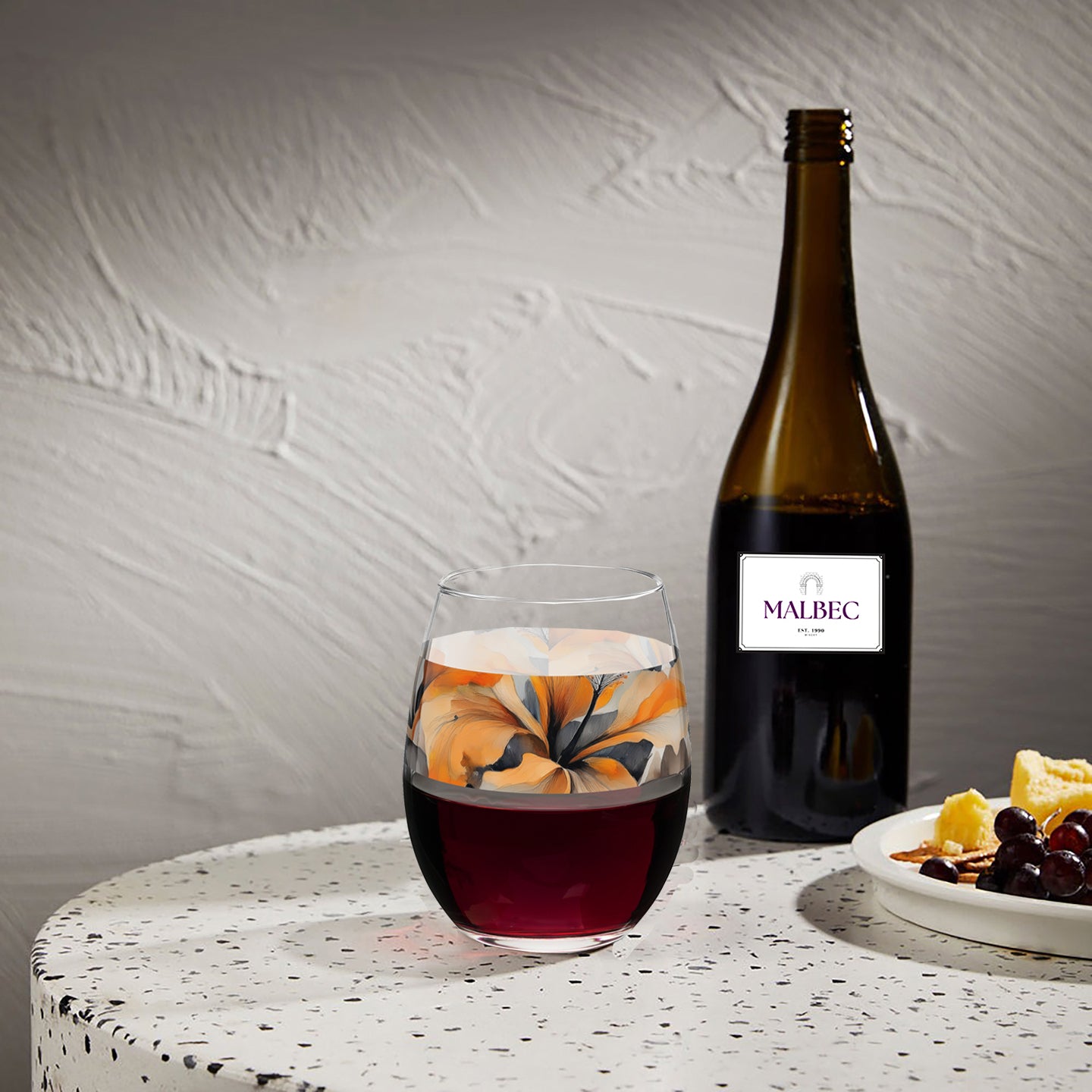 Smoky Ember 15 oz. Stemless Wine Glass