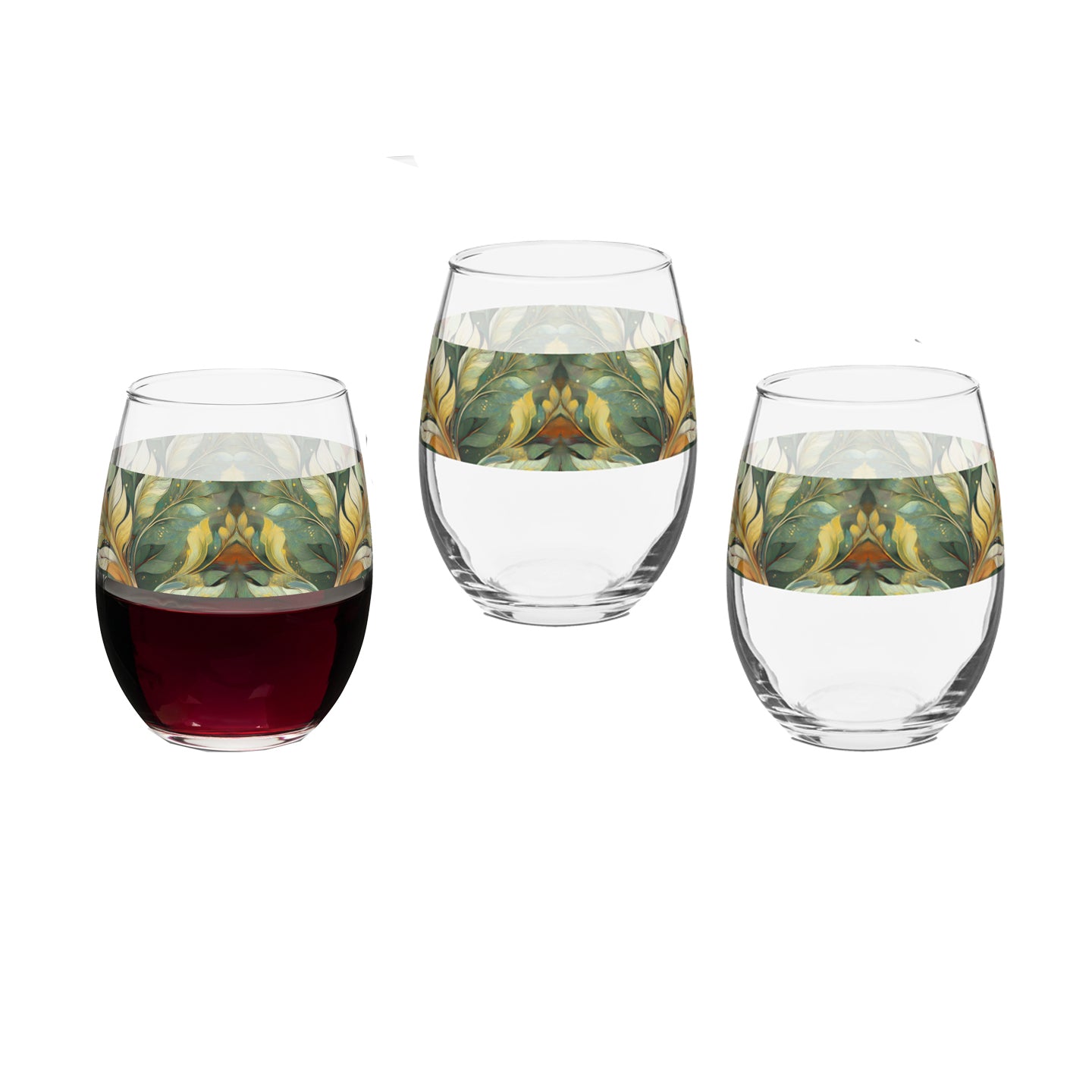 Sage n Gold 15 oz. Stemless Wine Glass