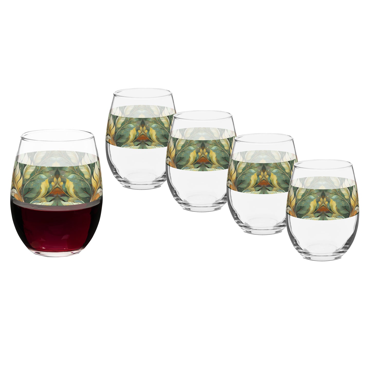 Sage n Gold 15 oz. Stemless Wine Glass