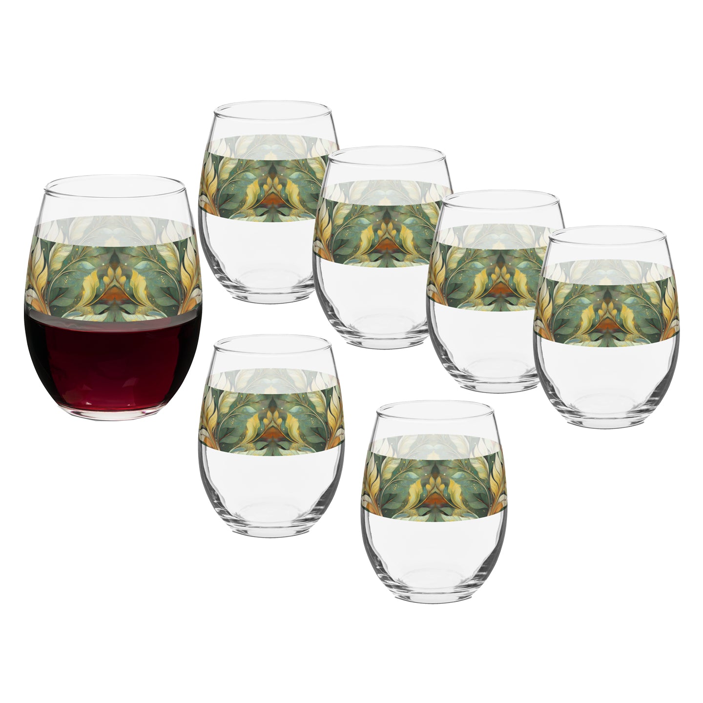 Sage n Gold 15 oz. Stemless Wine Glass