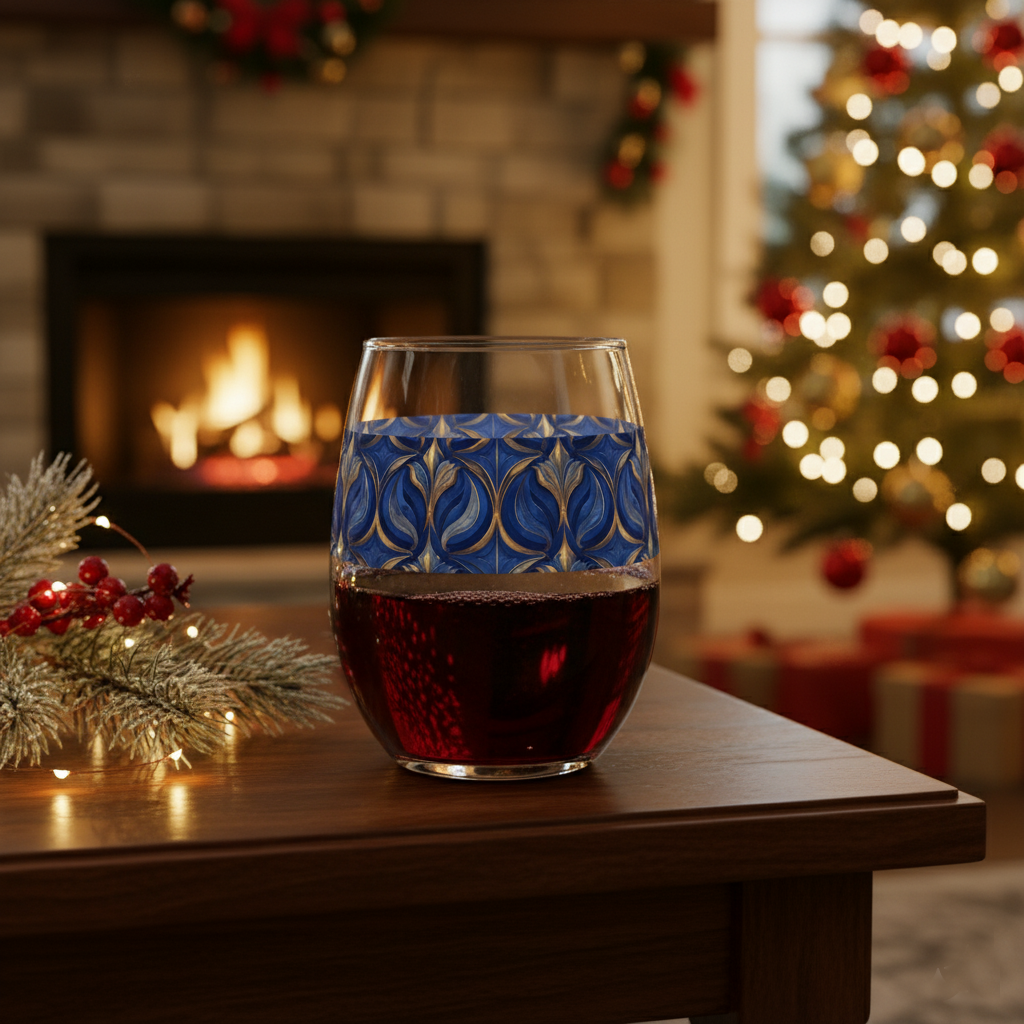 Sapphire Oracle Stemless Wine Glass | Mystical Blue Finish