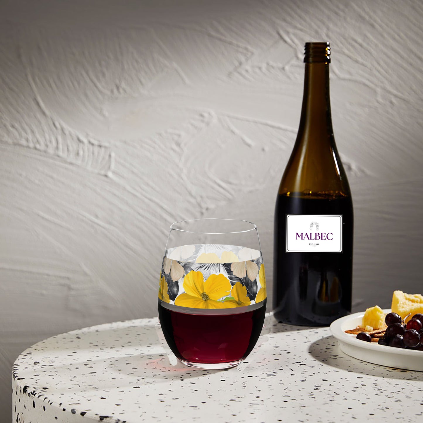 Tropical Sunshine 15 oz. Stemless Wine Glass