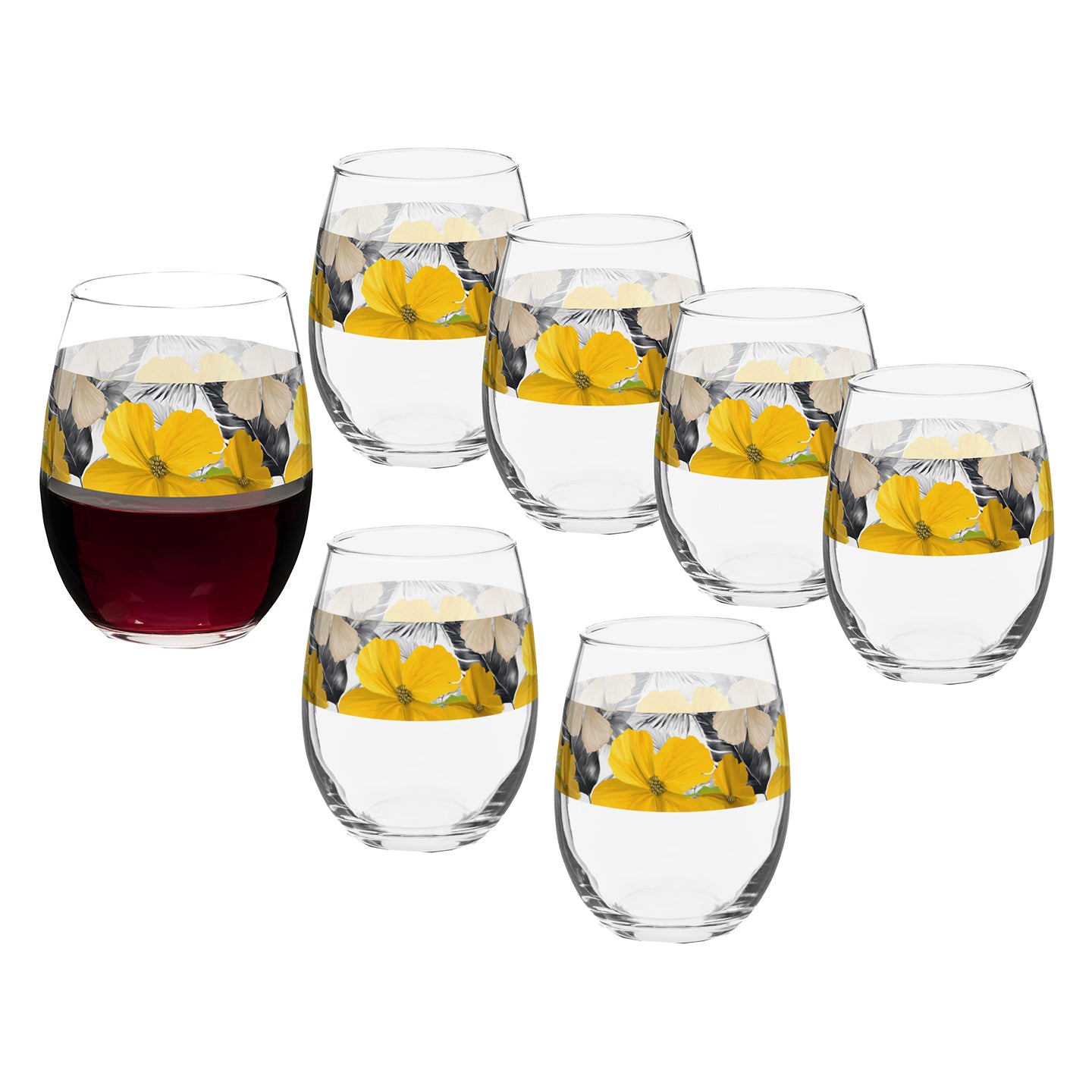Tropical Sunshine 15 oz. Stemless Wine Glass