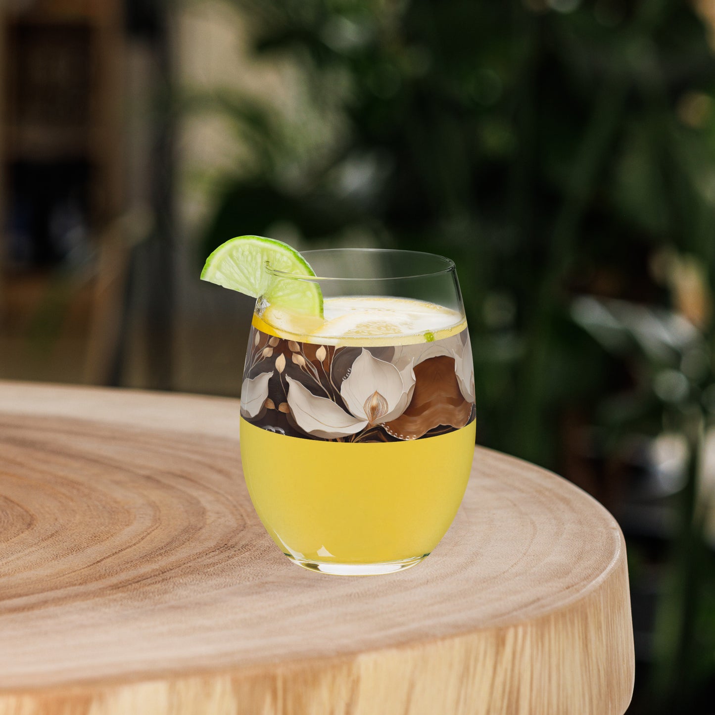 Windswept Magnolias 15 oz. Stemless Wine Glass