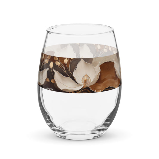 Windswept Magnolias 15 oz. Stemless Wine Glass