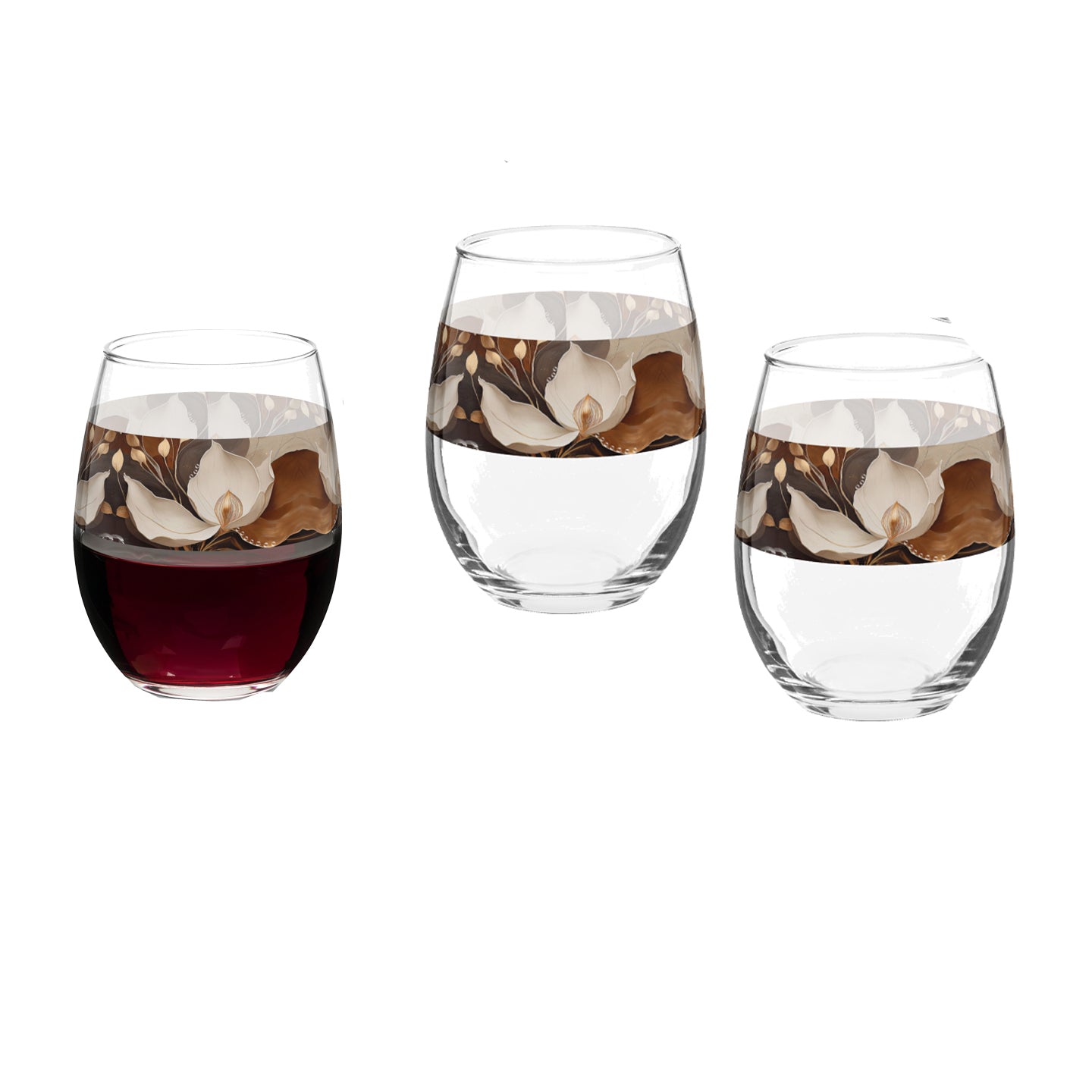 Windswept Magnolias 15 oz. Stemless Wine Glass