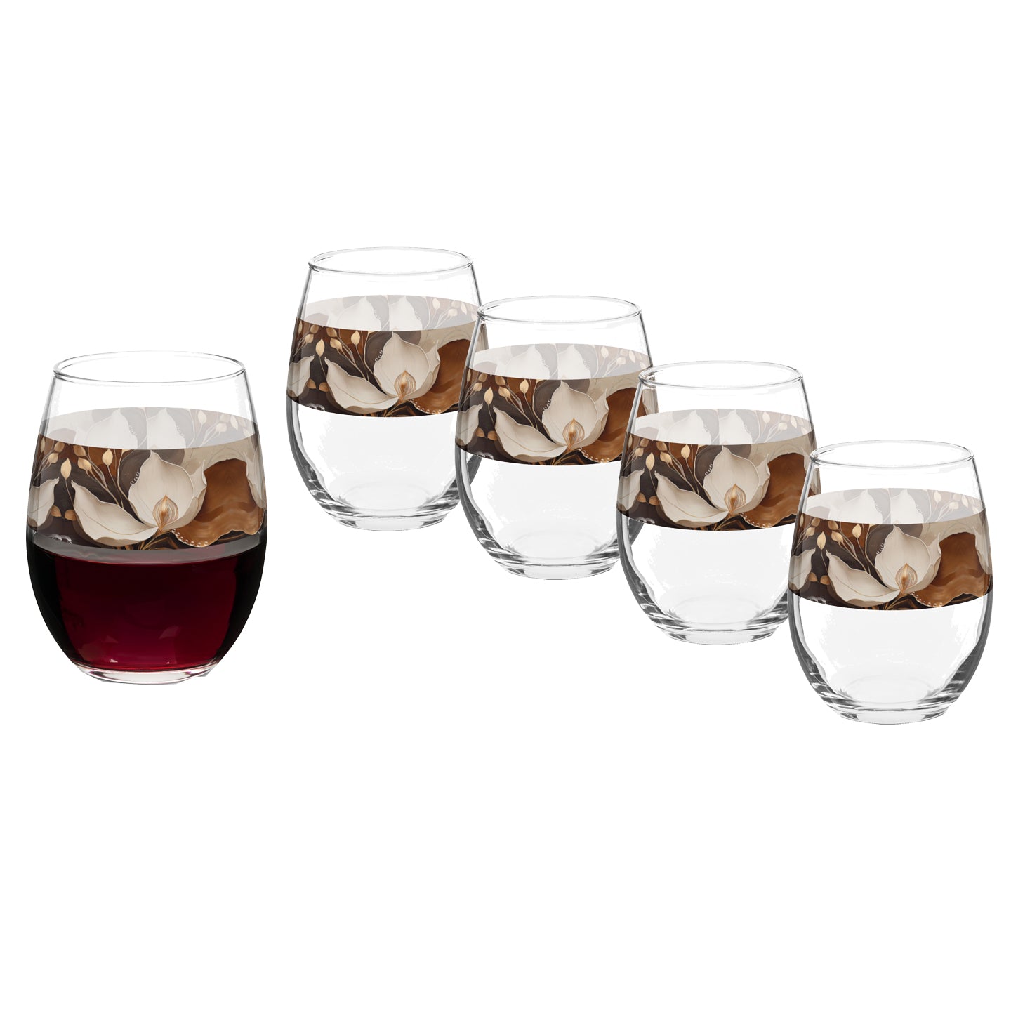 Windswept Magnolias 15 oz. Stemless Wine Glass