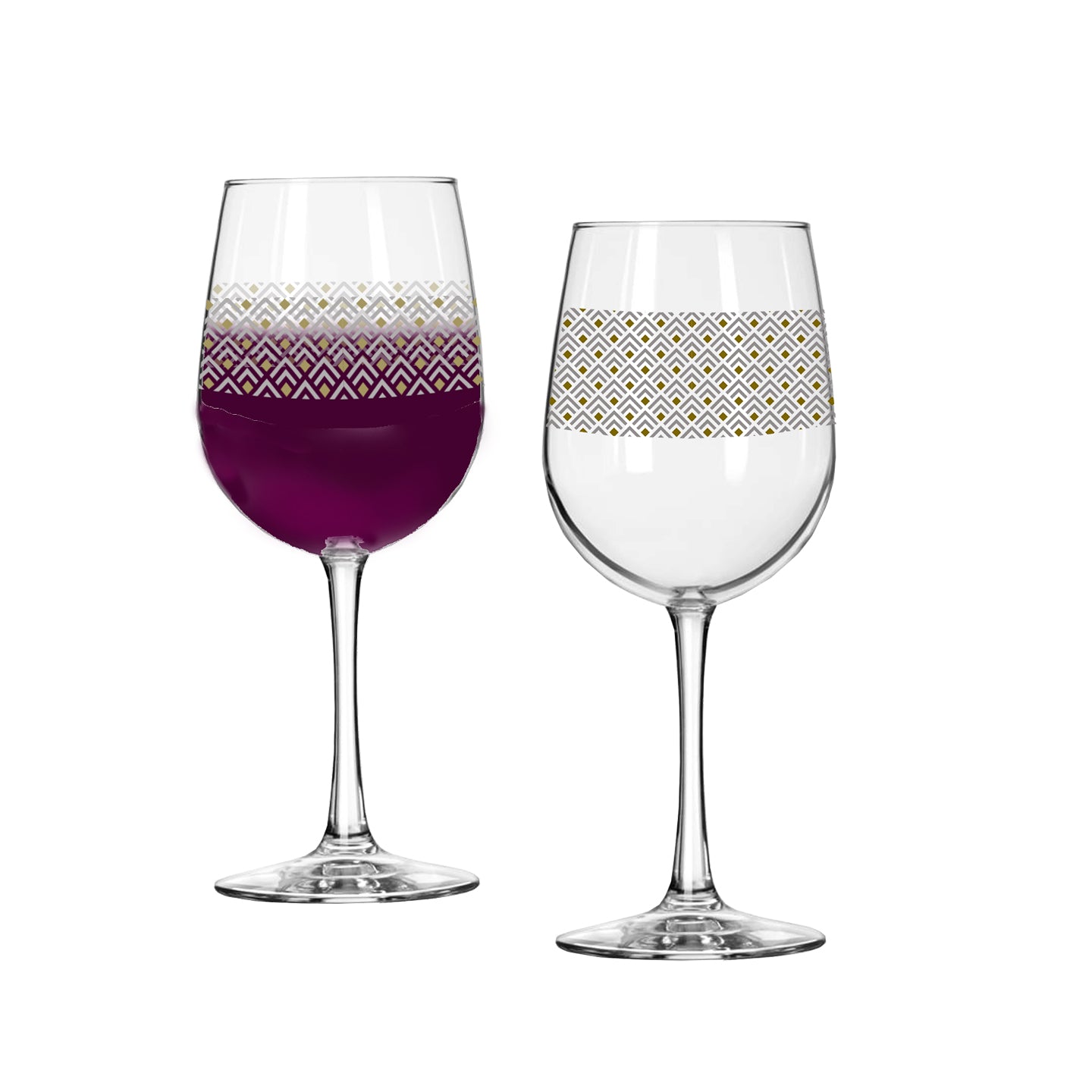 Deco Gold 16oz Tall Wine Glass