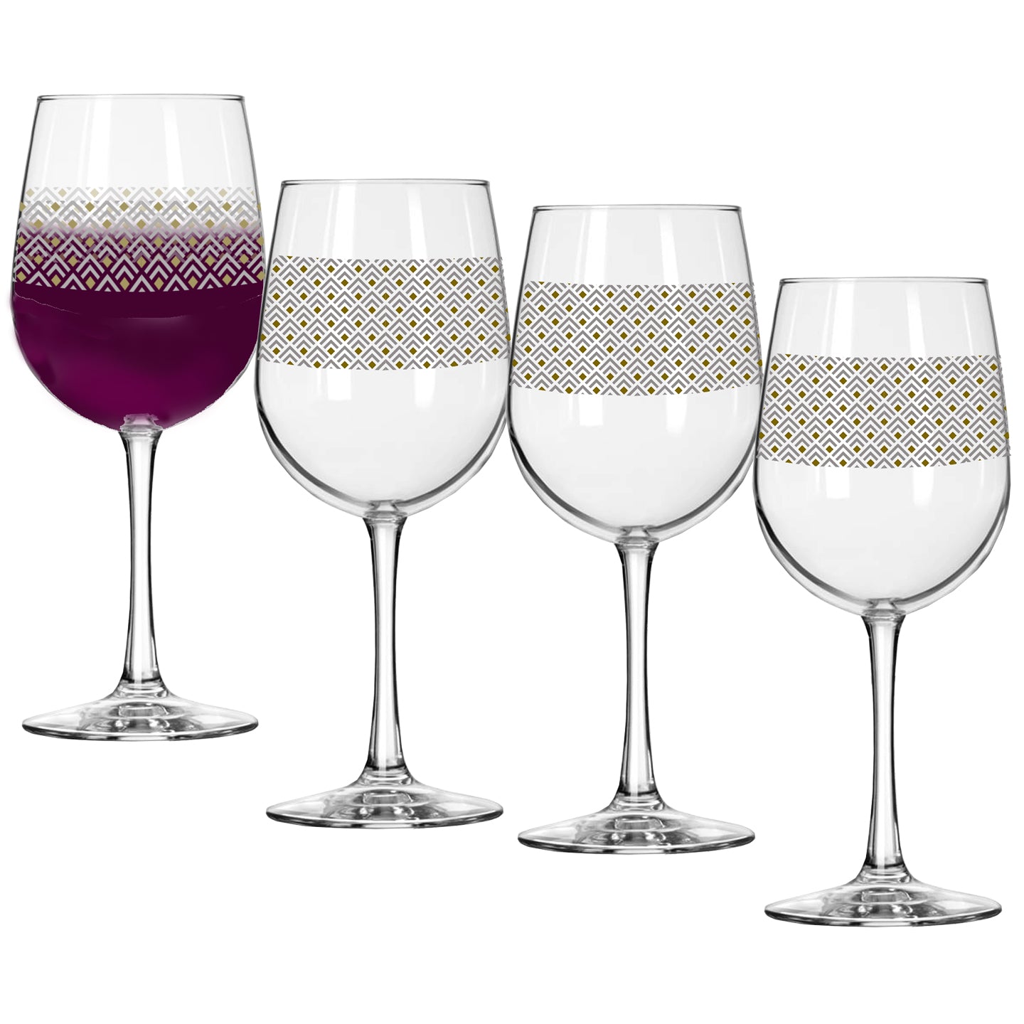 Deco Gold 16oz Tall Wine Glass